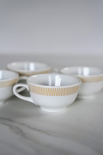 White & Golden Yellow Vintage Tea Cups | Set of 2