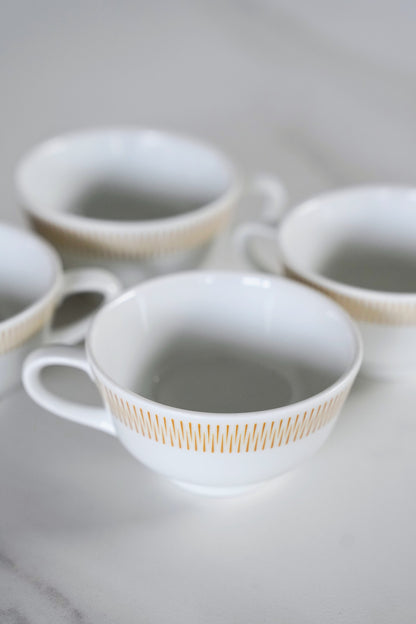 White & Golden Yellow Vintage Tea Cups | Set of 2